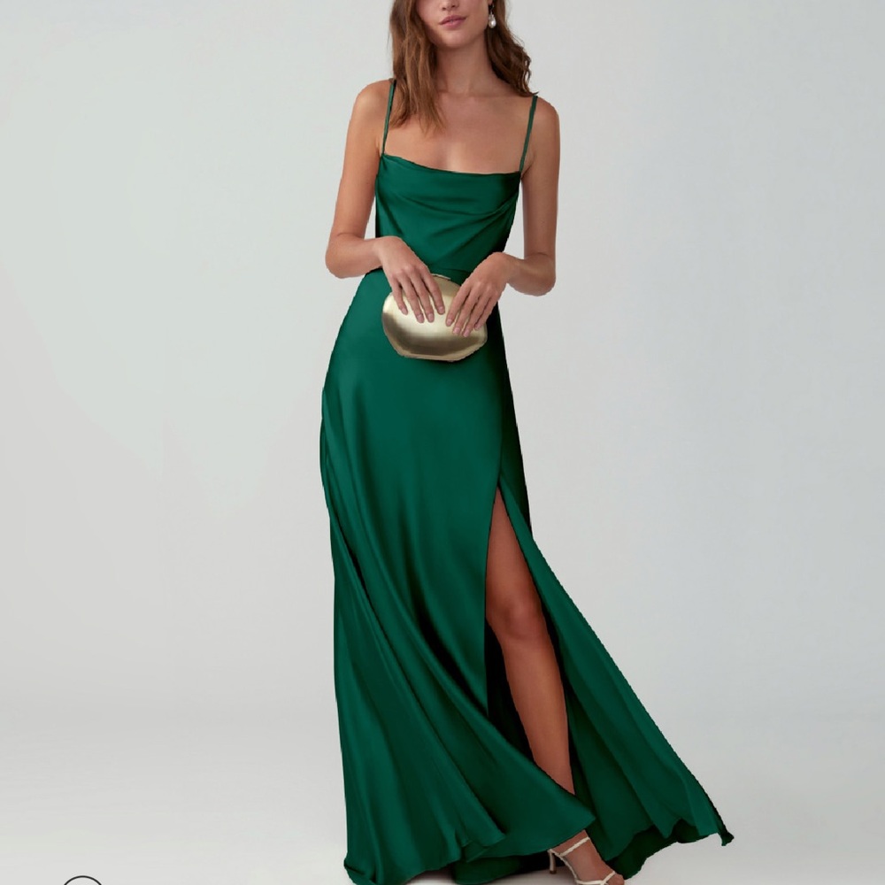 Fame and Partners Strappy Draped Gown Forest Green